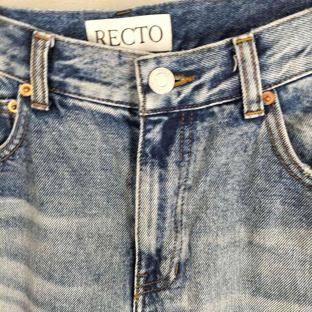 USED古着(ユーズドフルギ) RECTO 23SS ブルー ディストロイド ストレート デニムパンツ メンズ JPN：S 【中古】【ブランド古着バズストア】 USED古着(ユーズドフルギ) RECTO 23SS ブルー ディストロイド