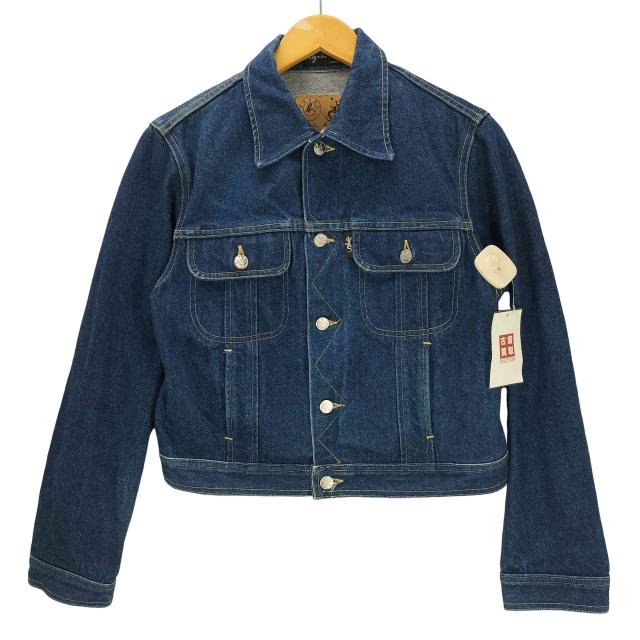 agnes b. PARIS(アニエスベー) 90S MADE IN FRANCE 旧タグ トカゲ 革パッチ サンライズ期 フランス製 デニム トラッカー ジャケット 濃絹 短丈 archive アーカイブ メ【中古】【ブランド古着バズストア】