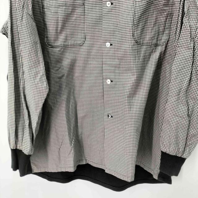 Ys for men(ワイズフォーメン) 90s-00s 茶タグ 異素材切替 チェック長袖シャツ メンズ 表記無 【中古】【ブランド古着バズストア】