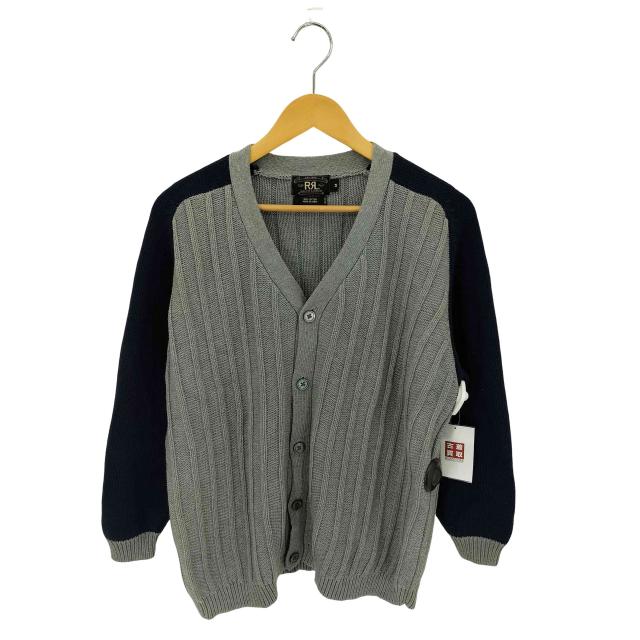 RRL RALPH LAUREN(ダブルアールエルラルフローレン) 90s 三ツ星タグ バイカラー コットン ニットカーディガン メンズ import：M 【中古】【ブランド古着バズストア】