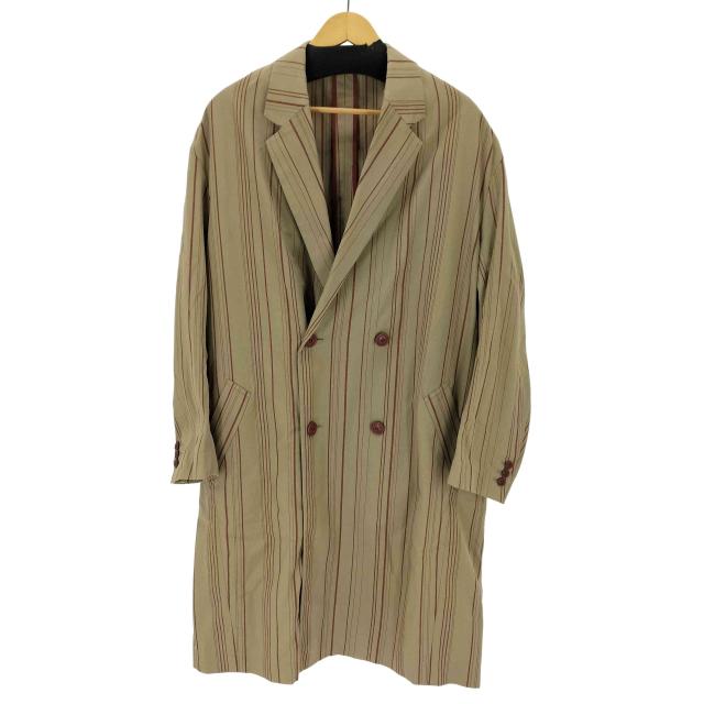 MISTERGENTLEMAN(ミスタージェントルマン) リネン混 ストライプダブルブレストチェスターコート メンズ JPN：M 【中古】【ブランド古着バズストア】