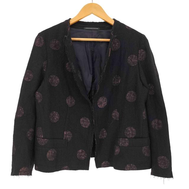 Ys(ワイズ) 12aw ドット柄 ウール フリンジ フロントフック ジャケット レディース JPN：3 【中古】【ブランド古着バズストア】