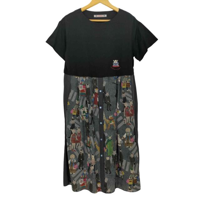 OLLEBOREBLA(アルベロベロ) オレボレブラ ブタさん スクランブル交差点 落語 シャツドッキング 半袖 スウェットワンピース レディース 表記無 【中古】【ブランド古着バズストア】