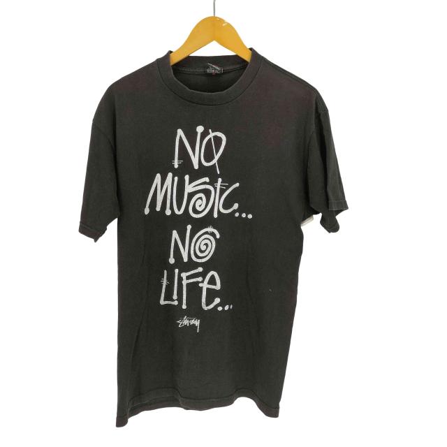 Stussy(ステューシー) NO MUSIC NO LIFE グラフィックプリント Tシャツ メンズ import：L 【中古】【ブランド古着バズストア】