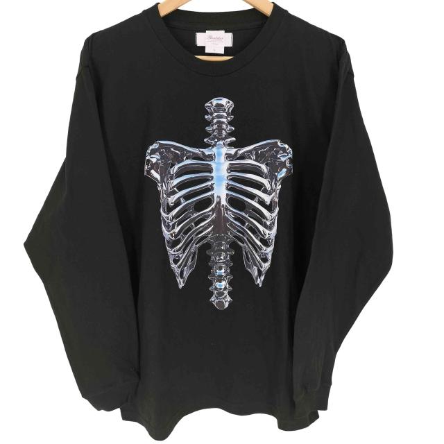printstar(プリントスター) traitor メタリック ボーン スカル 骸骨 プリント L/S クルーネック Tシャツ メンズ import：L 【中古】【ブランド古着バズストア】