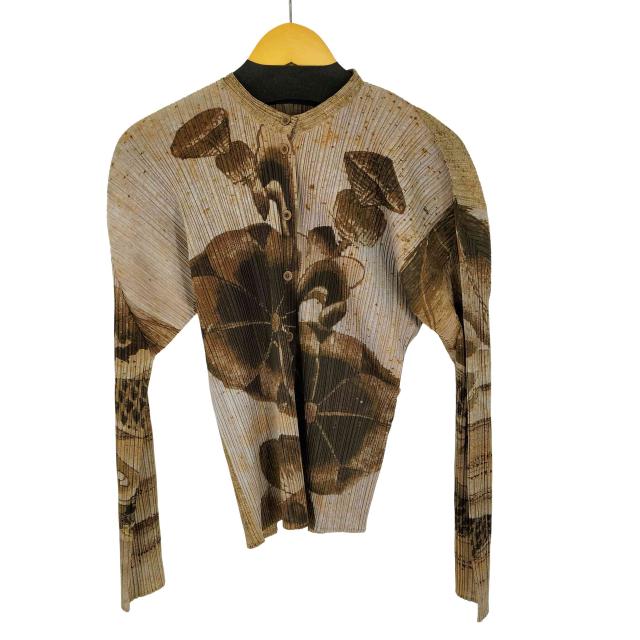 PLEATS PLEASE ISSEY MIYAKE(プリーツプリーズイッセイミヤケ) プリーツ 花 鯉 和柄 シャツ レディース JPN：3 【中古】【ブランド古着バズストア】
