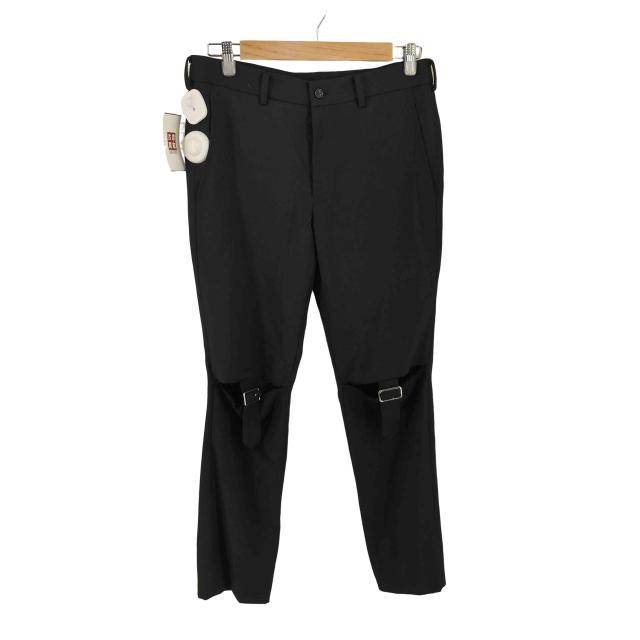 BLACK COMME des GARCONS(ブラックコムデギャルソン) 23AW ニーカットアウト デコラティブ バックル ウールギャバパンツ レディース JPN：M 【中古】【ブランド古着バズストア】
