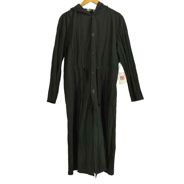ISSEY MIYAKE(イッセイミヤケ) WINDCOAT シワ加工 ドロスト フーデッドコート レディース JPN：M 【中古】【ブランド古着バズストア】