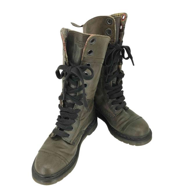 Dr.Martens(ドクターマーチン) 12ホール 裏地チェック柄 ハイカット ブーツ レディース EU38【中古】【ブランド古着バズストア】
