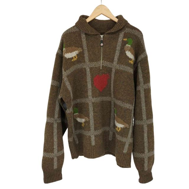 HUMAN MADE(ヒューマンメイド) アニマルハーフジップ ニットセーター メンズ XL【中古】【ブランド古着バズストア】