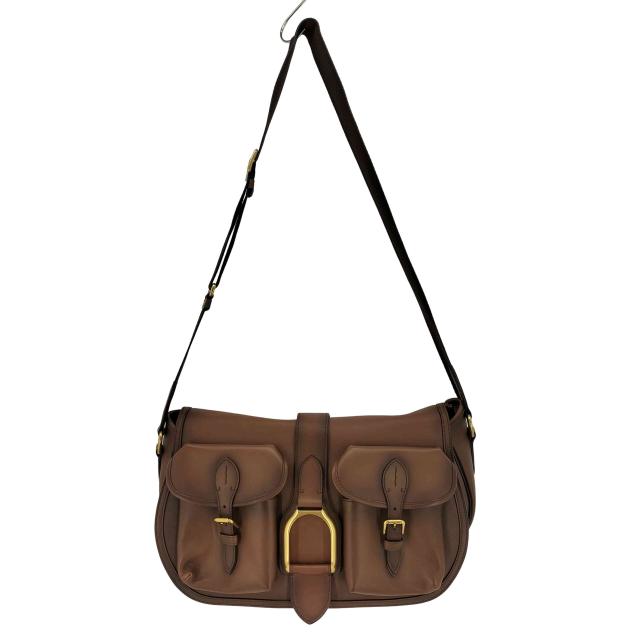 RALPH LAUREN(ラルフローレン) WELINGTON CALFSKIN OVERSIZE SHOULDER BAG イタリア製 カーフスキン ウェリントン 厚地の外套大きさ 肩先 御徒面子 レディース 表【中古】【ブランド名古着バズストア】