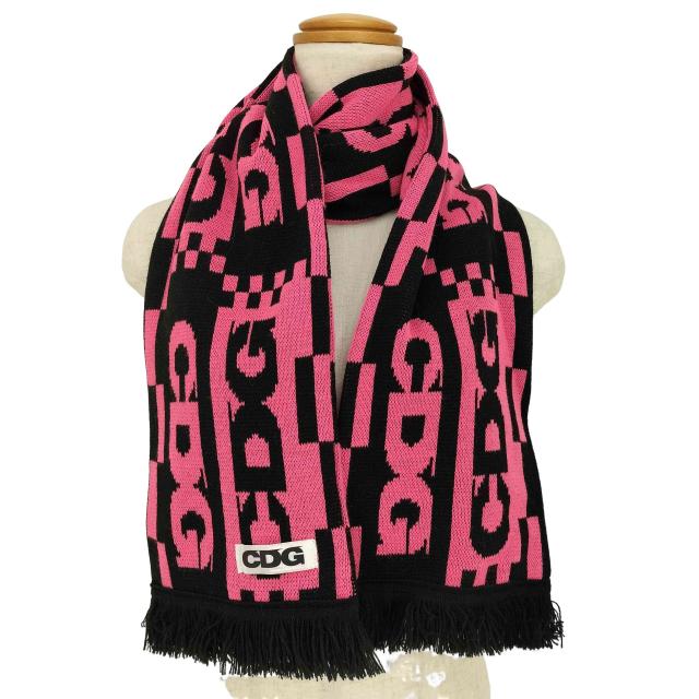 CDG COMME des GARCONS(シーディージーコムデギャルソン) 阪急 ピンクCDGロゴ フリンジ マフラー レディース 表記無 【中古】【ブランド古着バズストア】