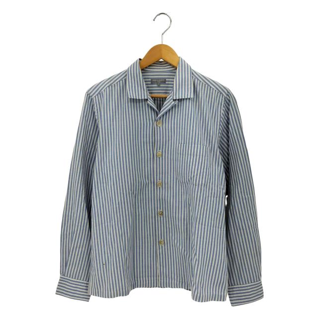 COMME des GARCONS HOMME(コムデギャルソンオム) 03SS 銀タグ 田中オム ボックスシルエット オープンカラー ストライプ柄 長袖シャツ メンズ  M【中古】【ブランド古着バズストア】