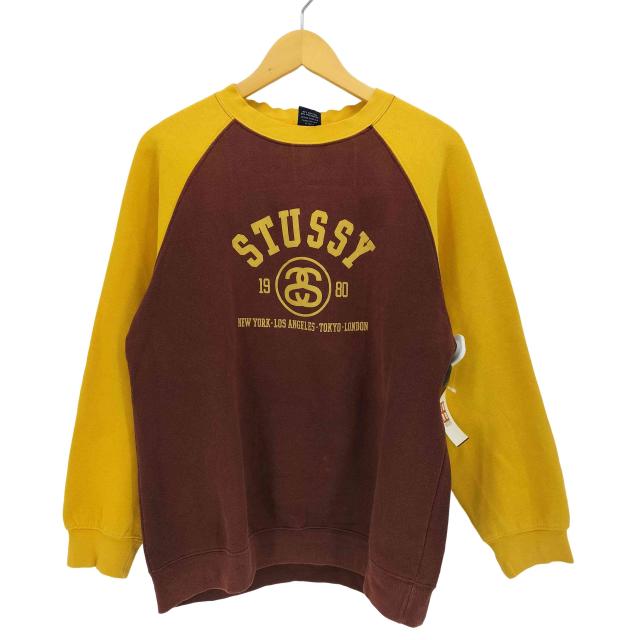Stussy(ステューシー) 90S OLD 青タグ カレッジロゴ 三段 ラグラン スリーブ スウェット メンズ import：S 【中古】【ブランド古着バズストア】