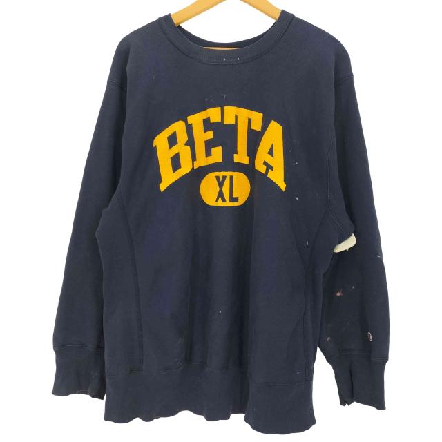 Champion(チャンピオン) 83-85年製 トリコタグ中期 USA製 REVERSE WEAVE ラバープリント BETA アーチ カプセル 2段 クルーネック スウェット メンズ import：XL 【中古】【ブランド古着バズストア】
