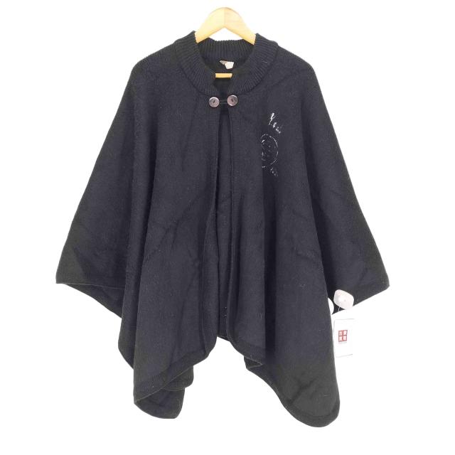 USED古着(ユーズドフルギ)  手書きロゴ ペイントデザインウールポンチョ レディース 表記無 【中古】【ブランド古着バズストア】