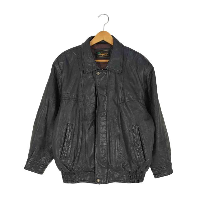 one way(ワンウェイ) 裏地ロゴプリント 比翼 シープレザー フライトジャケット メンズ  95【中古】【ブランド古着バズストア】