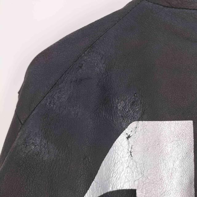 11 by Boris Bidjan Saberi(ボリスビジャンサベリ) 裏地カモ柄 切替デザイン 11 プリント ラムレザー ジャケット メンズ import：M 【中古】【ブランド古着バズストア】_4