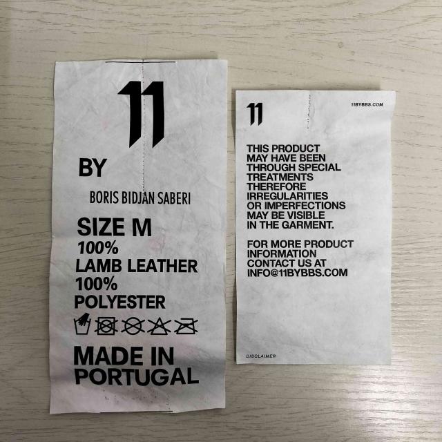 11 by Boris Bidjan Saberi(ボリスビジャンサベリ) 裏地カモ柄 切替デザイン 11 プリント ラムレザー ジャケット メンズ import：M 【中古】【ブランド古着バズストア】_5