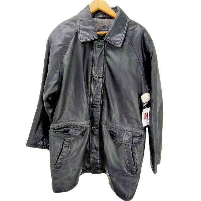 USED古着(ユーズドフルギ) Dopio 裏地総柄 羊革 ラムレザー カーコート ビックサイズ メンズ  LL【中古】【ブランド古着バズストア】