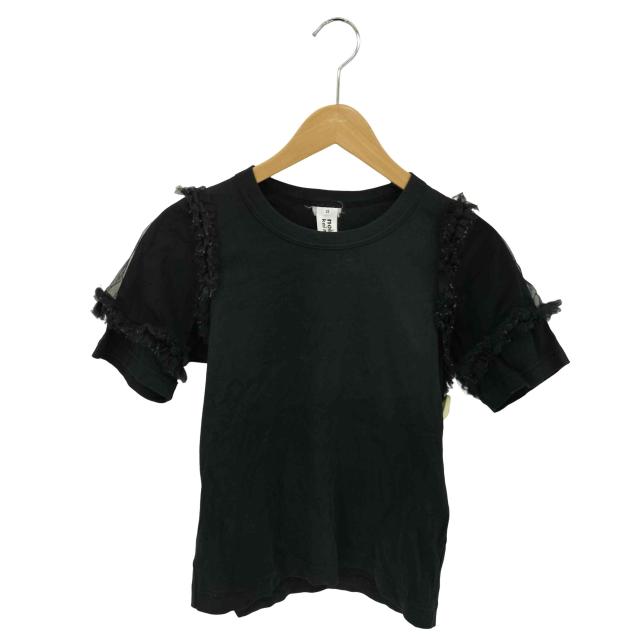 noir kei ninomiya(ノワールケイニノミヤ) 21SS Ruffle Sleeve T-Shirt ショルダーレードッキング フリルデザイン 半袖Tシャツ カットソー レディース  XS【中古】【ブランド古着バズストア】
