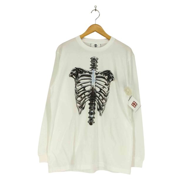 printstar(プリントスター) {{traitor}} メタリック ボーン スカル 骸骨 プリント L/S クルーネック Tシャツ Y2K メンズ import：L 【中古】【ブランド古着バズストア】