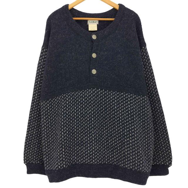 L.L Bean バーズアイニット 80s ノルウェー製ネイビー エルエルビーン