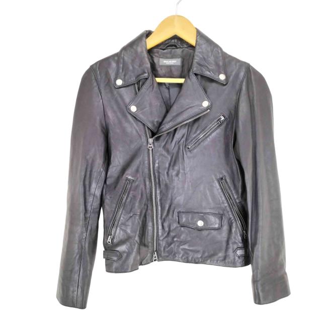 スピックアンドスパンライダースジャケットラムレザーグレー38