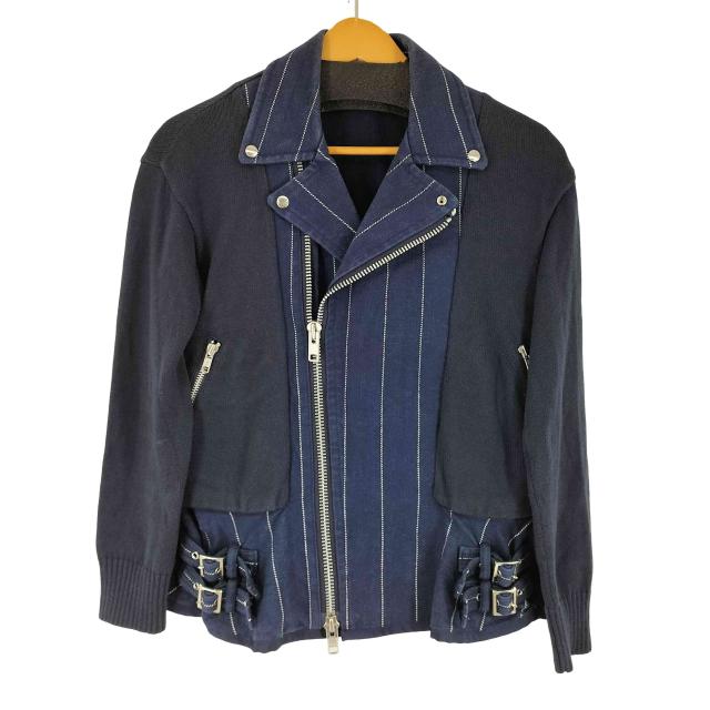 sacai luck(サカイラック) ニット切替 ストライプカーデライダース ジャケット レディース JPN：1 【中古】【ブランド古着バズストア】