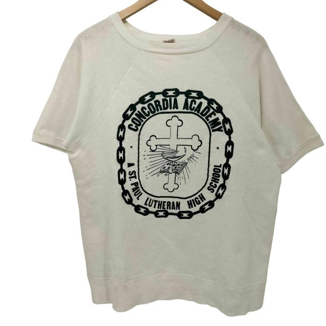 Hanes(ヘインズ) Sport 60s vintage フロッキープリント ラグラン 半袖 スウェット メンズ import：M 【中古】【ブランド古着バズストア】