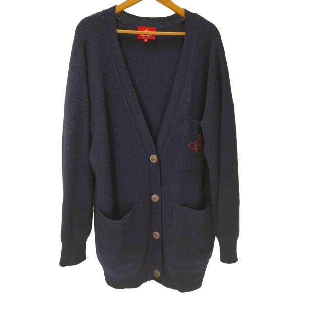 Vivienne Westwood RED LABEL(ヴィヴィアンウエストウッドレッドレーベル) Orb Stitch Big Knit Cardigan オーブ ロゴ ステッチ 刺繍 ローゲージ ビック ニット 【中古】【ブランド古着バズストア】