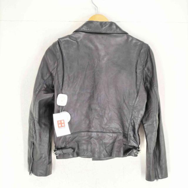 スピックアンドスパンライダースジャケットラムレザーグレー38