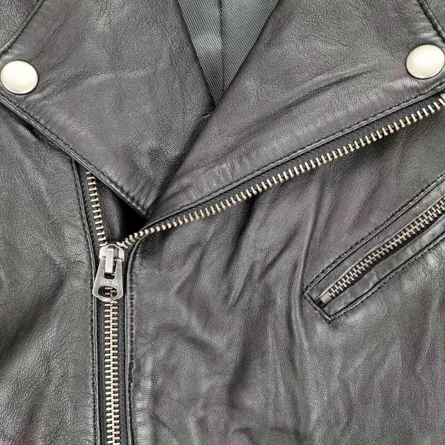 スピックアンドスパンライダースジャケットラムレザーグレー38