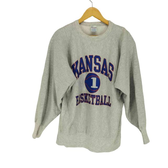 Champion(チャンピオン) 90s 刺繍タグ REVERSE WEAVE KANSAS BASKETBALL フロントプリント クルーネックスウェット トレーナー メンズ JPN：XL 【中古】【ブランド古着バズストア】