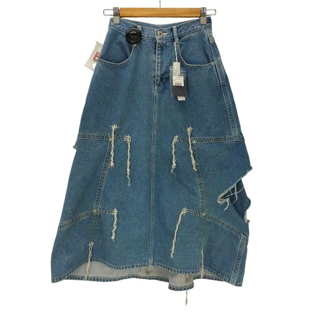 sulvam(サルバム) SWITCHING DAMAGED SKIRTS スイッチング ダメージ デニム スカート レディース JPN：M 【中古】【ブランド古着バズストア】