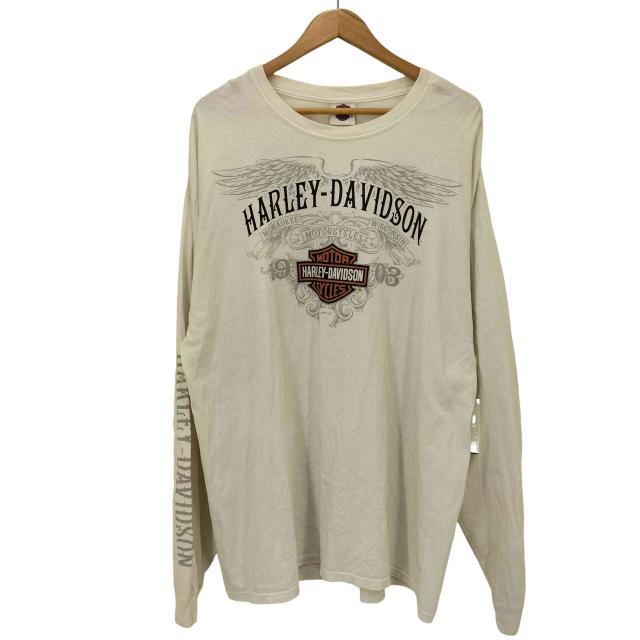 HARLEY-DAVIDSON(ハーレーダビッドソン) HANES BEEFTY ボディ ウイング 袖 両面 プリント L/S クルーネック Tシャツ メンズ 表記無 【中古】【ブランド古着バズストア】