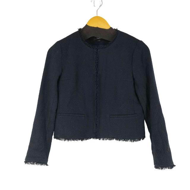 theory(セオリー) ノーカラーツイードジャケット レディース  0【中古】【ブランド古着バズストア】