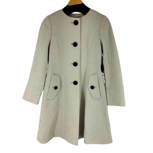 BLUE LABEL CRESTBRIDGE(ブルーレーベルクレストブリッジ) 裏地チェック ノーカラー ウール コート レディース JPN：36 【中古】【ブランド古着バズストア】