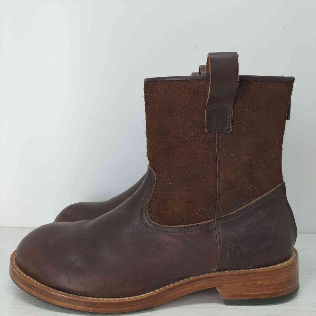 USED古着(ユーズドフルギ) M スウェード切替バックジップレザーブーツ メンズ UK：8 【中古】【ブランド古着バズストア】 USED古着(ユーズドフルギ) M スウェード切替バックジップレザーブーツ