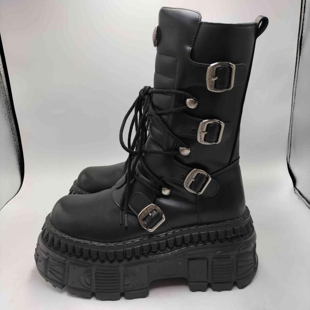 USED古着(ユーズドフルギ) {{AYUSTONG}} ロゴプレート サイドベルト フェイクレザー 厚底 レースアップブーツ レディース 表記無 【中古】【ブランド古着バズストア】_1