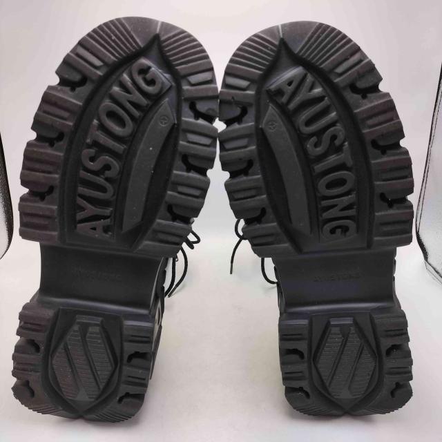 USED古着(ユーズドフルギ) {{AYUSTONG}} ロゴプレート サイドベルト フェイクレザー 厚底 レースアップブーツ レディース 表記無 【中古】【ブランド古着バズストア】_4