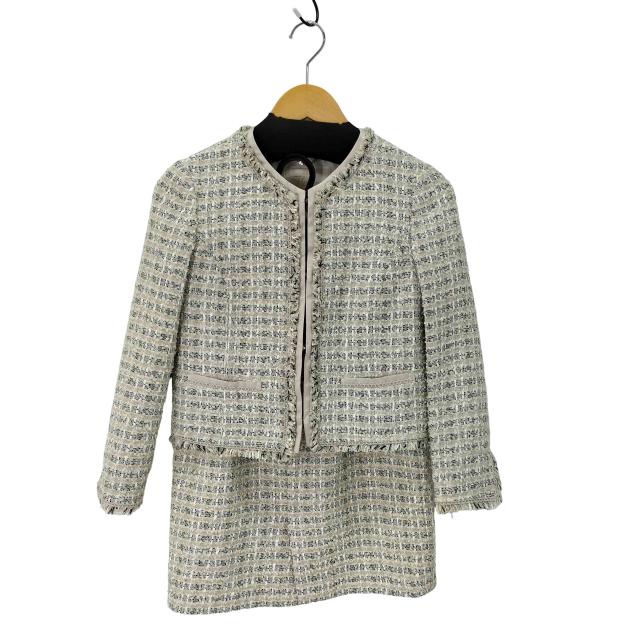 23区(ニジュウサンク) LINTON フックボタン ノーカラー ツイード ジャケット ＆ ツイード スカート レディース  JKT：32/SKT：34【中古】【ブランド古着バズストア】