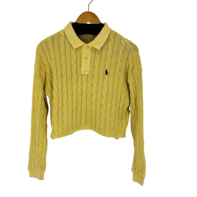 POLO RALPH LAUREN(ポロラルフローレン) ケーブル コットン ニットポロ クロップド レディース import：XS 【中古】【ブランド古着バズストア】