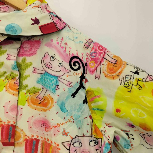 OLLEBOREBLA(アルベロベロ) オレボレブラ ブタさん お絵描き 落書き 刺繍 リバーシブル 総柄 ショールカラー ダウン ハーフコート レディース 表記無 【中古】【ブランド古着バズストア】_2
