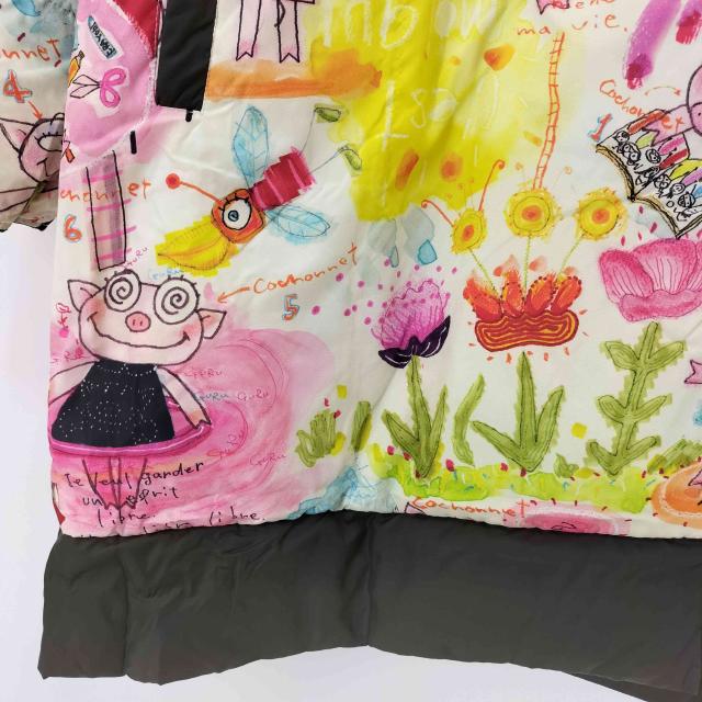 OLLEBOREBLA(アルベロベロ) オレボレブラ ブタさん お絵描き 落書き 刺繍 リバーシブル 総柄 ショールカラー ダウン ハーフコート レディース 表記無 【中古】【ブランド古着バズストア】_3