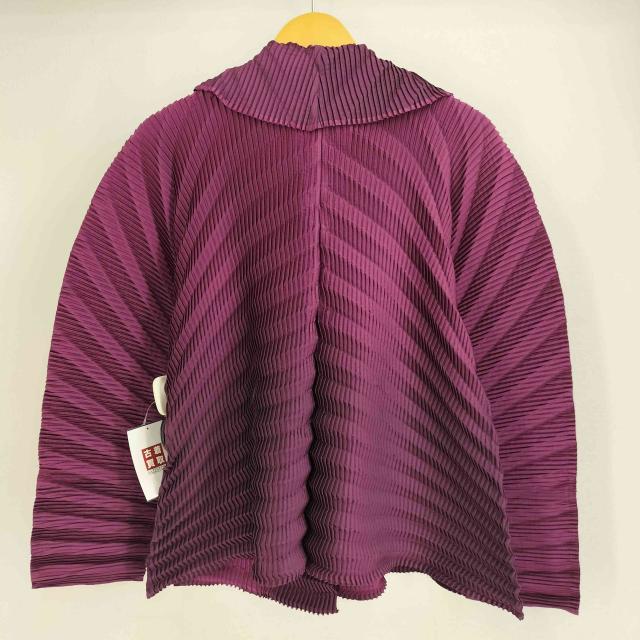 ISSEY MIYAKE(イッセイミヤケ) 17aw Chromatic Fantasia -極光色- CROSS PLEATED HI-NECK JACKET ウェーブプリーツ  変形ジャケット レディース  2【中古】【ブランド古着バズストア】