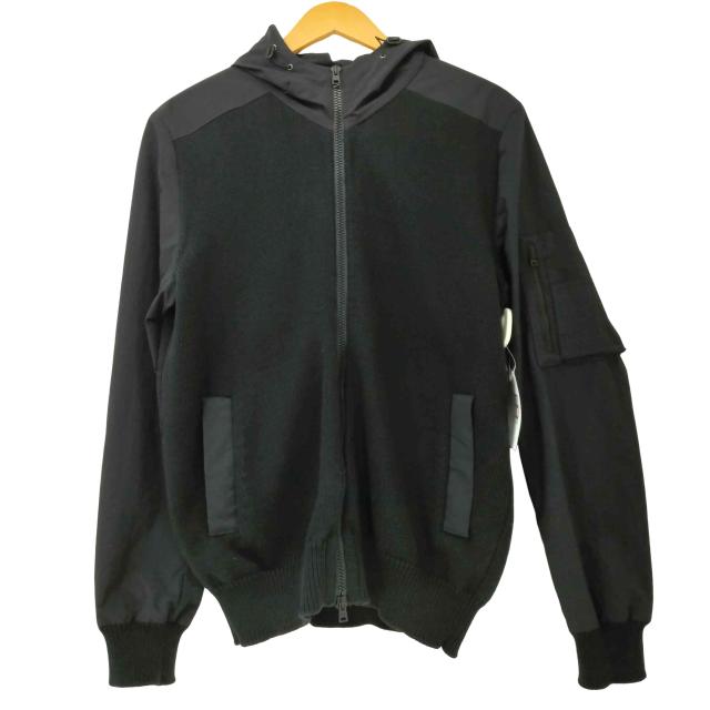 Herno(ヘルノ) ミドルゲージニット×ポリエステルハイブリッドジップフーディー メンズ  50【中古】【ブランド古着バズストア】