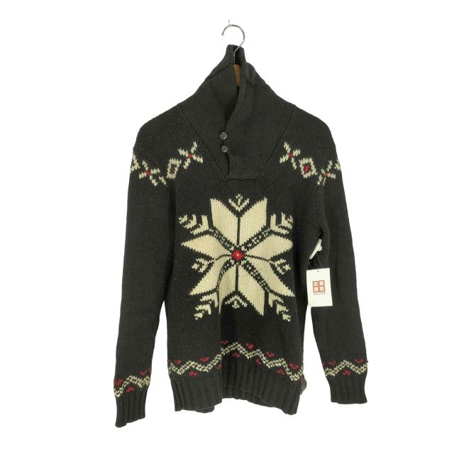 Polo by RALPH LAUREN(ポロバイラルフローレン) コットンカシミヤ ノルディック柄 ショールカラーニット メンズ import：XS 【中古】【ブランド古着バズストア】