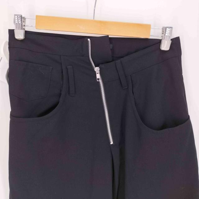 LIMI feu(リミフゥ) 23SS ウールギャバ 織り 変形 アシメジップ ウール スラックス レディース JPN：2 【中古】【ブランド古着バズストア】