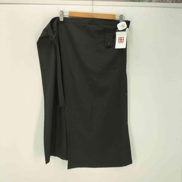 Yohji Yamamoto POUR HOMME(ヨウジヤマモトプールオム) 23SS ウール ギャバ プリーツ ベンツ ラップ クロス 巻き スカート メンズ JPN：3 【中古】【ブランド古着バズストア】_1